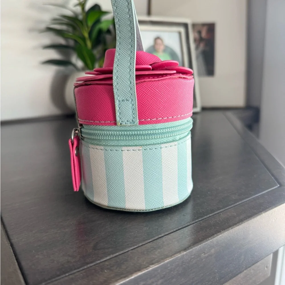 Pink and Mint Striped Round Child’s Purse Handbag